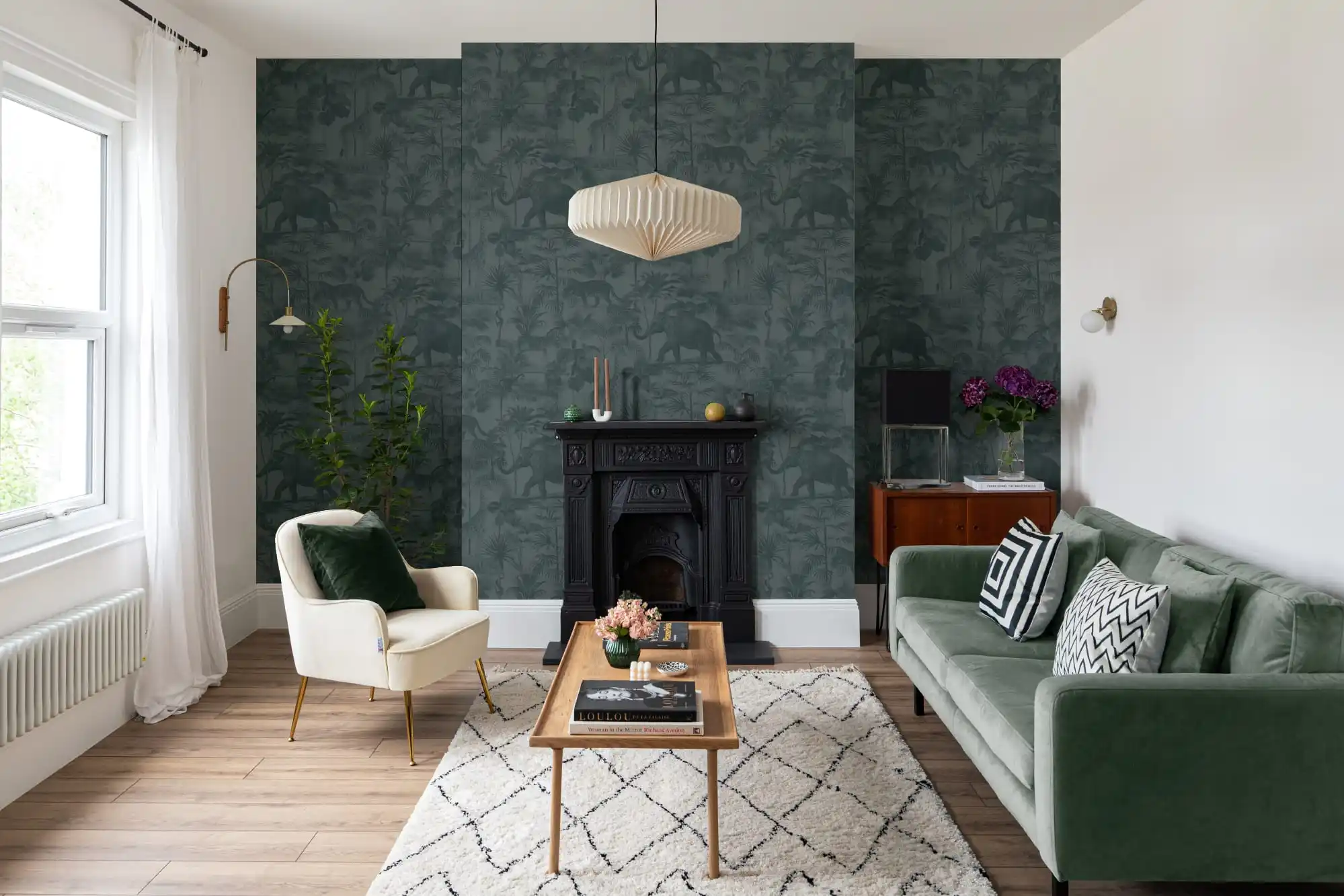 Residential wallpaper installation in Atlanta living room